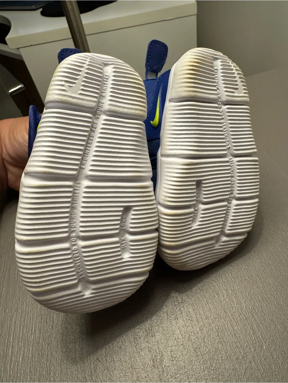 Nike Infant/Toddler Blue Boots with Neon Yellow Swoosh
